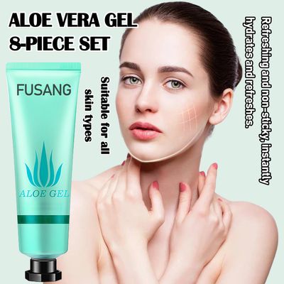 Fusang 8Pcs Organic Aloe Vera Gel for After Sun Skin Care,Natural Moisturizing Aloe Vera Gel for Face &amp; Body,Easy to Portable Face Moisturizer,Travel Size Pure Vera Aloe Gel for all Skin Types