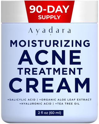 AYADARA Breakout Warrior Acne Cream, 90-Day Supply, Acne Moisturizer for Face and Body, Salicylic Acid Acne Treatment, Acne Facial Moisturizer for Oily, Blackhead, Whitehead, For All Types of Skin