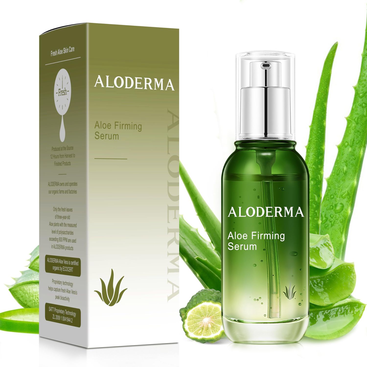 Aloderma Firming Face Serum with 64% Organic Aloe Vera - Age-Defying Face Plumping Serum for Radiant Skin - Tighten Skin, Reduce the Appearance of Fine Lines &amp; Wrinkles with Hyaluronic Acid, 1.7 Oz