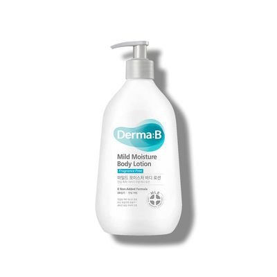 DERMA B Mild Moisture Body Lotion, Fragrance-Free Non-Irritating Body Moisturizer for Dry &amp; Sensitive Skin with Witch Hazel, Unscented Fast-Absorbing Moisturizing Korean Skincare,13.5 Fl Oz,400ml