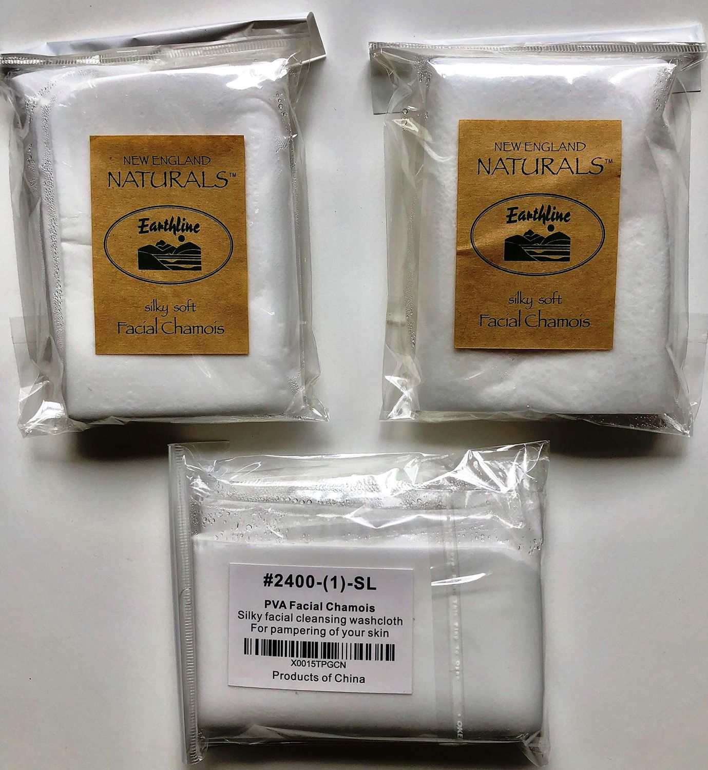 3 Pack PVA Facial Chamois 9&quot; x 9&quot; BY NEW ENGLAND NATURALS / EARTHLINE