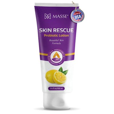 Candida Freedom Massey&#39;s Skin Rescue Probiotics Lotion - Daily lotion for Men &amp; Women - Refreshing Lemon Scent - Non-Greasy Moisture for Smooth &amp; Sensitive Skin - 3.4 oz