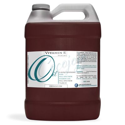 cocojojo Vitamin E Oil - Pure &amp; Undiluted, Full Spectrum, Alpha Tocopherol, 75,000 IU - 1 Gallon - For Skin, Hair, Nails, Body Care Hydrating Rejuvenating Skin Oil