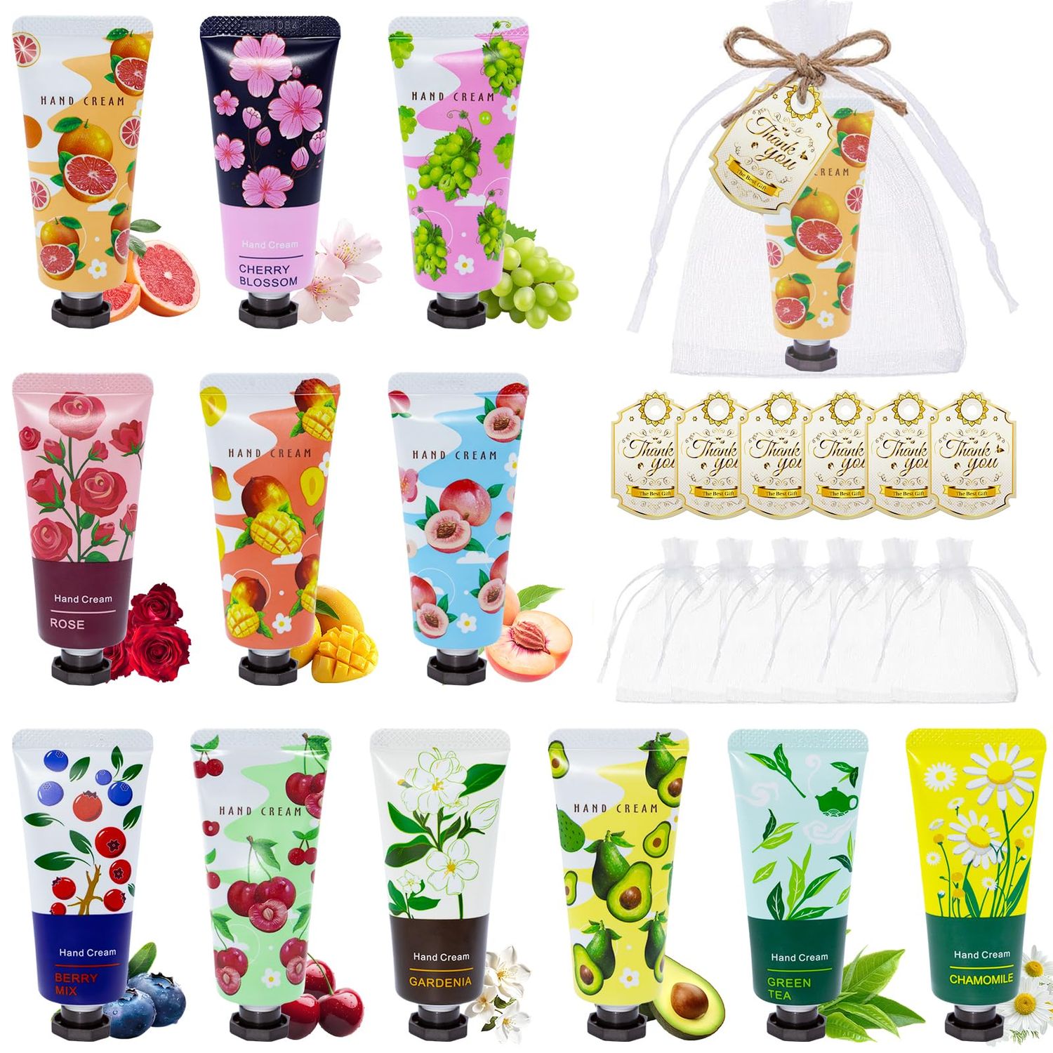 12 Pack Hand Cream for Women, Mini Hand Lotion Travel Size for Dry Cracked Hands, Hand Moisturizer Set for Christmas Gifts, Mother&#39;s Day, Teacher Appreciation and Bridesmaid Gifts