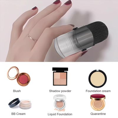 Bling Toman Mini Blush Brush Flat Telescope Brush Retractable Travel Makeup Brush for Mineral Powder,Contouring, Bronzer, Loose Powder,Sunscreen, Cream Foundation or Liquid Cosmetics (2 pcs)