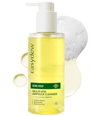 EASYDEW DW-EGF Multi Vita Ampoule Cleanser - Hypoallergenic Face Wash for Sensitive Skin with High-Concentration EGF Peptide, Multi-Vitamins and Hyaluronic Acid - Ampoule to Bubble Foam, 6.76 fl.oz.