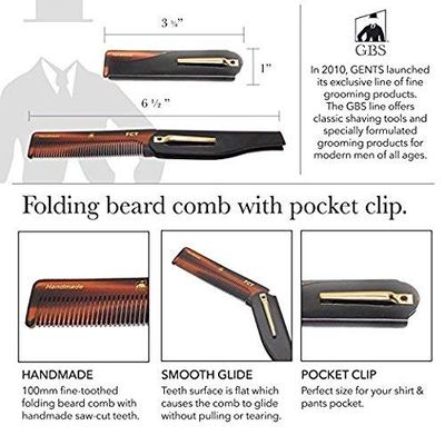 G.B.S Men's All-Natural Hair &amp; Mustache Styling Wax Clay (3oz), Folding Comb &amp; 7in Dressing Comb Bundle