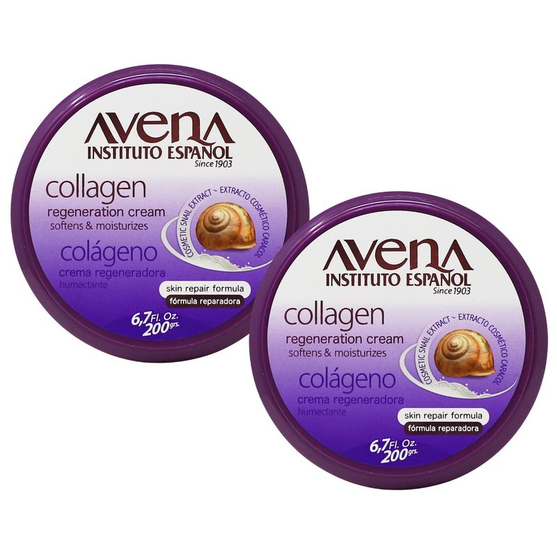 Avena Instituto Espaol Collagen Regeneration Cream, Softens &amp; Moisturizes, Skin Repair Formula, 2-Pack, 6.8 Fl Oz each, 2 Jars.
