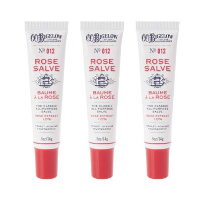 C.O. Bigelow Rose Salve Lip Balm Tubes 3 Pack, All Purpose Salves Moisturizing for Chapped Lips and Dry Skin