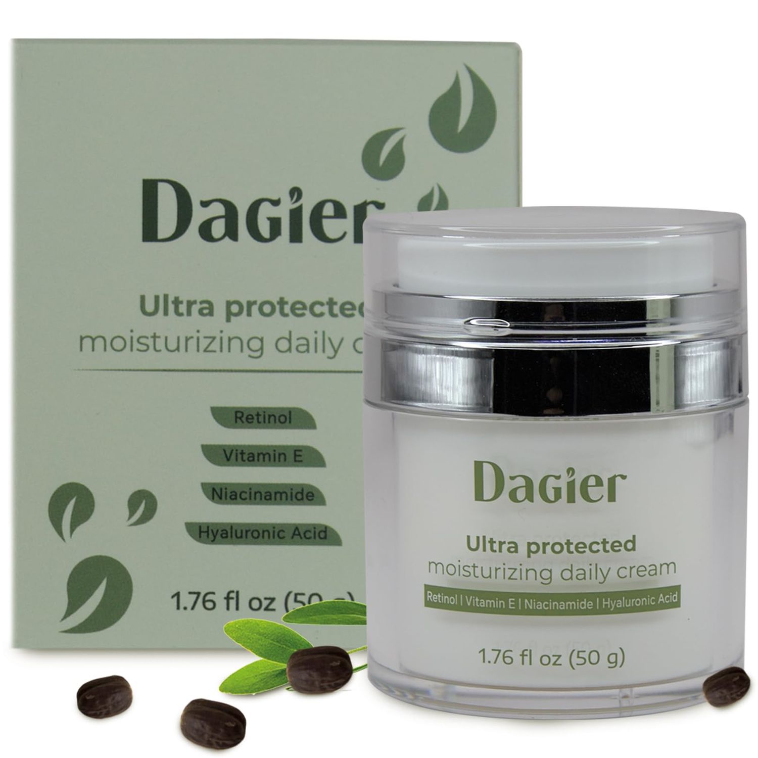 Dagier - Ultra Protected Moisturizing Daily Face Cream, Unixed, Anti Aging, Day &amp; Night Cream, Post-Acne Scars, Anti-Wrinkle, Hyaluronic Acid - Niacimide, Vitamina E - Retinol, Collagen.
