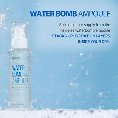 Atomu Waterbomb Ampoule, Moisturizing Soothing Face Serum for Wrinkle Improvement, Hydration Boost, Korean Skin Care (3.38fl.oz.)