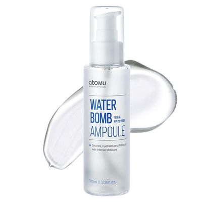Atomu Waterbomb Ampoule, Moisturizing Soothing Face Serum for Wrinkle Improvement, Hydration Boost, Korean Skin Care (3.38fl.oz.)