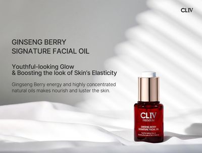 CLIV Ginseng Berry Signature Facial Oil, Glassy Glow, Boosting the Look of Skin's Texture, Moisturizing and Nourishing, Authentic Korean Skincare (20ml, 0.67 fl.oz)