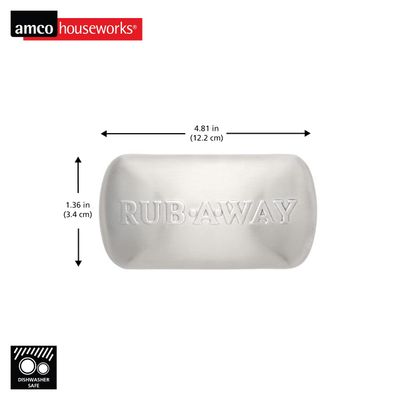 Amco Rub Away Bar, Stainless Steel Odor Absorber (4" x 2.25") - Dishwasher Safe Kitchen & Outdoor Essential for Garlic, Onion, Fishing, Hiking Odors - Natural Odor Remover (Pack of 2)