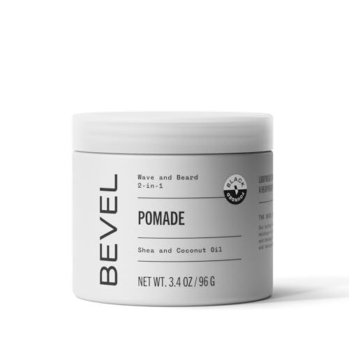 Bevel Beard Balm &amp; Hair Pomade for Waves with Coconut Oil and Shea Butter, Locks in Moisture to Help Reduce Frizz and Breakage, Beard Care for Men, 3.4 Oz