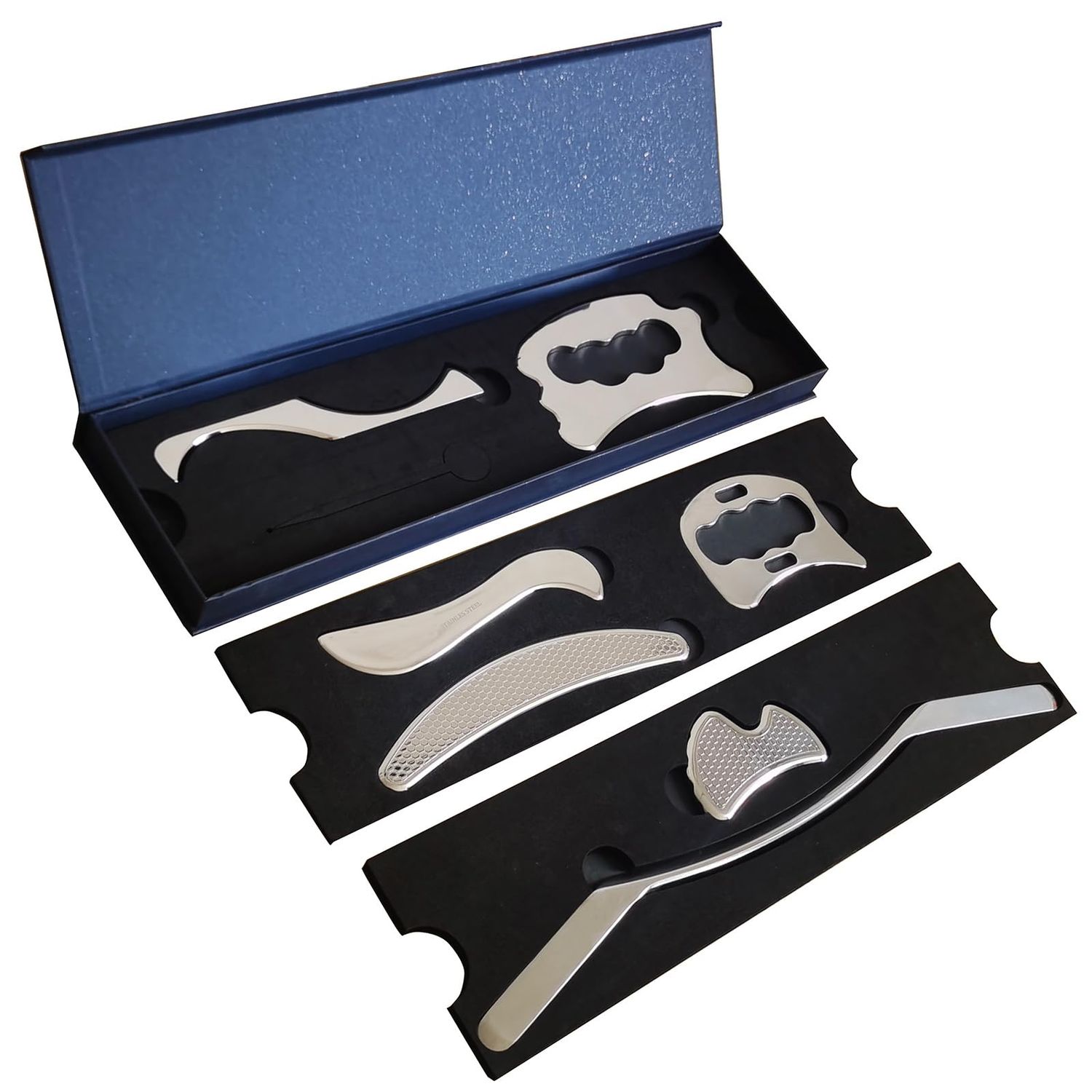 BYYDDIY Guasha Gifts Box Kit Stainless Steel Muscle Scraper Tools &amp; Scraping Massage Tool Set (MB1SC1DLN)