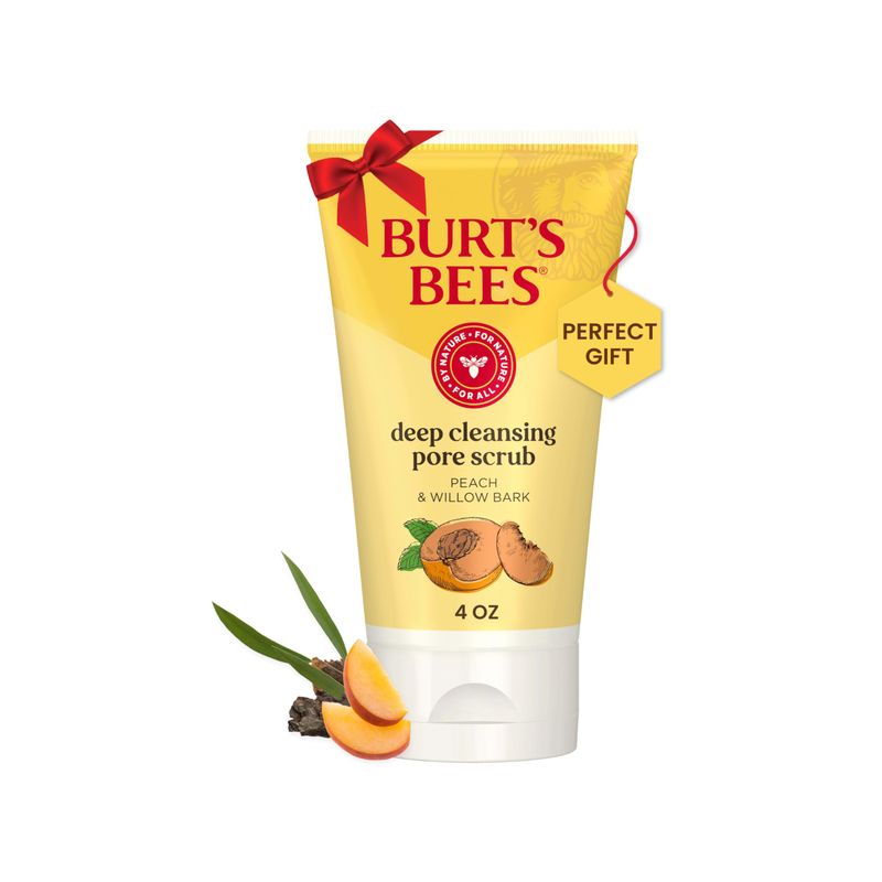 Burt&#39;s Bees Deep Cleansing Pore Scrub with Peach and Willow Bark, 4 Ounces
