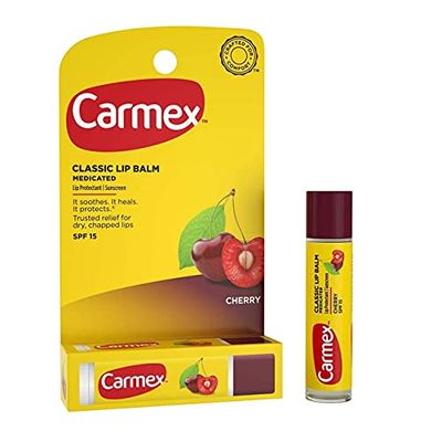 Carmex Click-Stick Moisturizing Lip Balm SPF 15 Cherry 0.15 oz (Pack of 8)