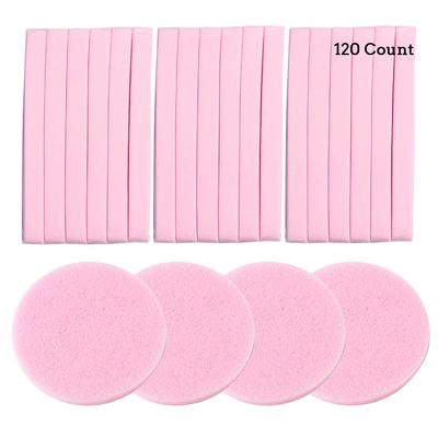 Facial Sponge Compressed Makeup Remover 120 Count Wash Pads Round Soft Face Cleansing Sponges for Woman Exfoliating Mask,Makeup Removal,Spa Cleaning,Pink