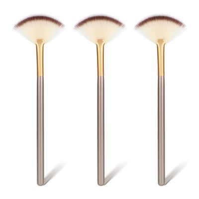 AOZUO 3Pcs Slim Soft Fan Brush, Fan Shape Makeup Brushes for Highlighter, Fluffy Packing Brush Facial Brushes Applicator for Esthetician Cosmetic Mud Cream Glycolic Peel Masques(3Pcs)