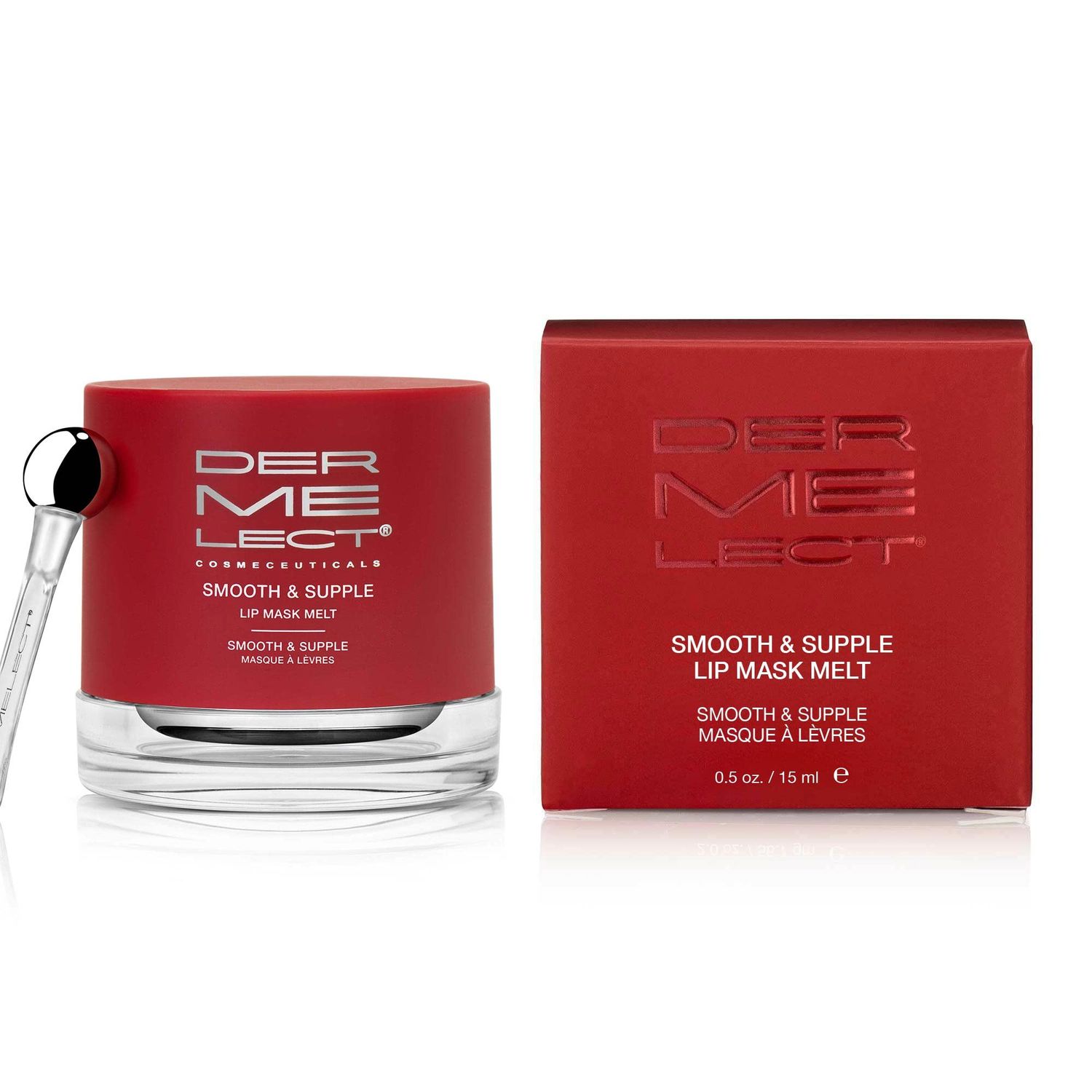 Dermelect Smooth &amp; Supple Lip Mask Melt Anti Aging Lip Balm with Castor Oil, Jojoba, Abyssinian, Evening Primrose Oil, Hydrating &amp; Replenishing for Dryness Chapped Lips Flakiness Cracked Skin 0.5 oz