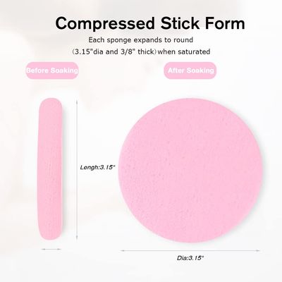 Facial Sponge Compressed Makeup Remover 120 Count Wash Pads Round Soft Face Cleansing Sponges for Woman Exfoliating Mask,Makeup Removal,Spa Cleaning,Pink