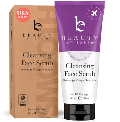 Facial Scrub Exfoliator - USA Made with Natural &amp; Organic Ingredients, Gentle Exfoliating Face Wash &amp; Scrub for Sensitive &amp; Acne Prone Skin, Microdermabrasion Scrub, Removes Dead Skin Cells (2 Fl Oz)