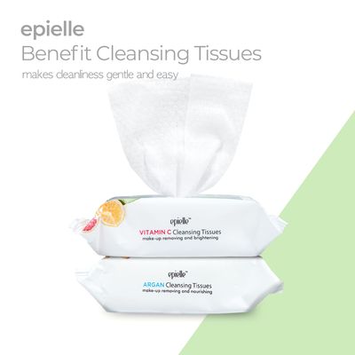 Epielle Gentle Skin Cleansing Wipes, 6 pack of 30 count each of Vitamin C, Cucumber, Aloe Vera, Collagen&amp;Vitamin E, Green Tea, and Argan, Alcohol-Free, Hypoallergenic, Natural Extracts, Oily Skin.
