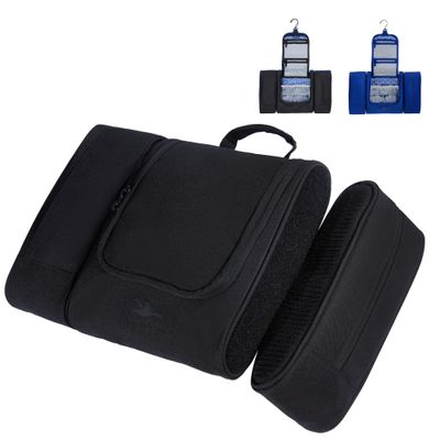 GOOSERIDE Travel Toiletry Bag for Women and Men - Hanging Cosmetic Travel Bag w/ 3 Detachable Organizer, Durable Hygiene Bag, Hanging Toiletry Bag Men or Makeup Case for Skincare - Black