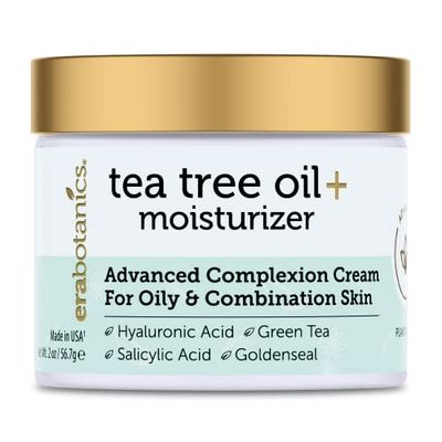 Era Organics Tea Tree Cream Face Moisturizer for Oily Skin - Advanced 7X Balancing Oily Skin Moisturizer - Non-Greasy Moisturizer - Tea Tree Oil for Skin