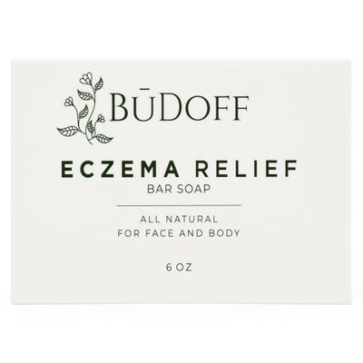 BUDOFF Eczema Relief Bar Soap | All Natural | Coconut Oil, Cucumber Oil, and Aloe Leaf Juice | For Face and Body | 6 Oz Bar Soap | Acne Psoriasis Fine Lines Blemishes Skin Care Treatment