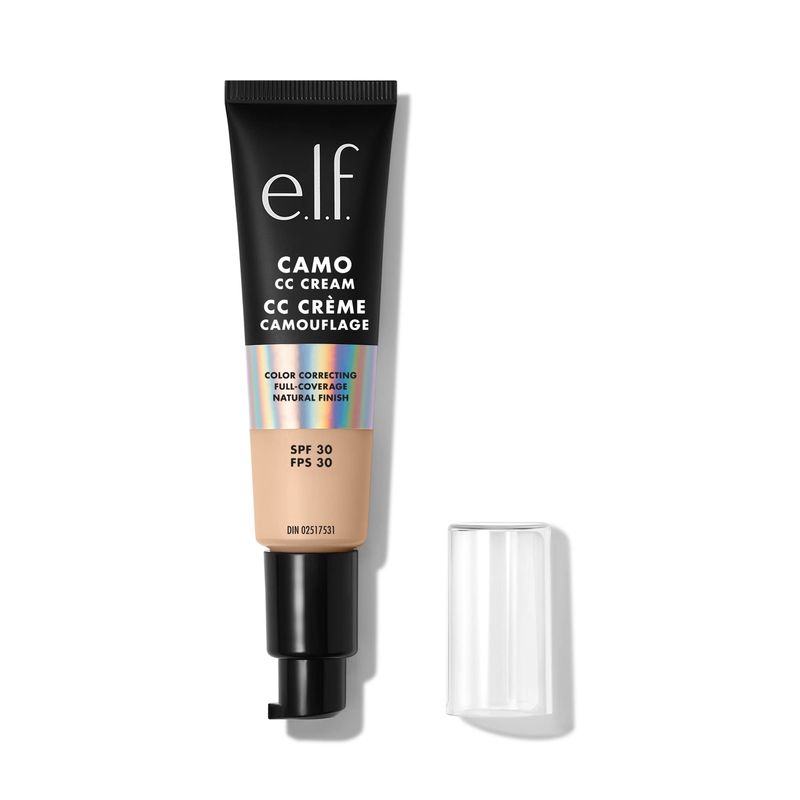 e.l.f. Hydrating Camo CC Cream, Color-Correcting Full Coverage Foundation With SPF 30, Creates A Natural Finish, Vegan &amp; Cruelty-Free, Fair 120 N, 1.05 Oz