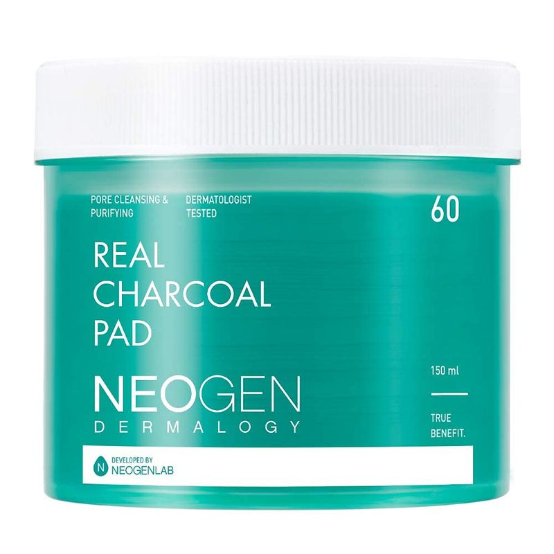 DERMALOGY by NEOGENLAB Real Charcoal Pad (60 pads) - Daily Deep Pore Facial Cleansing Pads with PHA, LHA &amp; Charcoal for Normal &amp; Oily Skin &amp; Dry Skin - Korean Skin Care