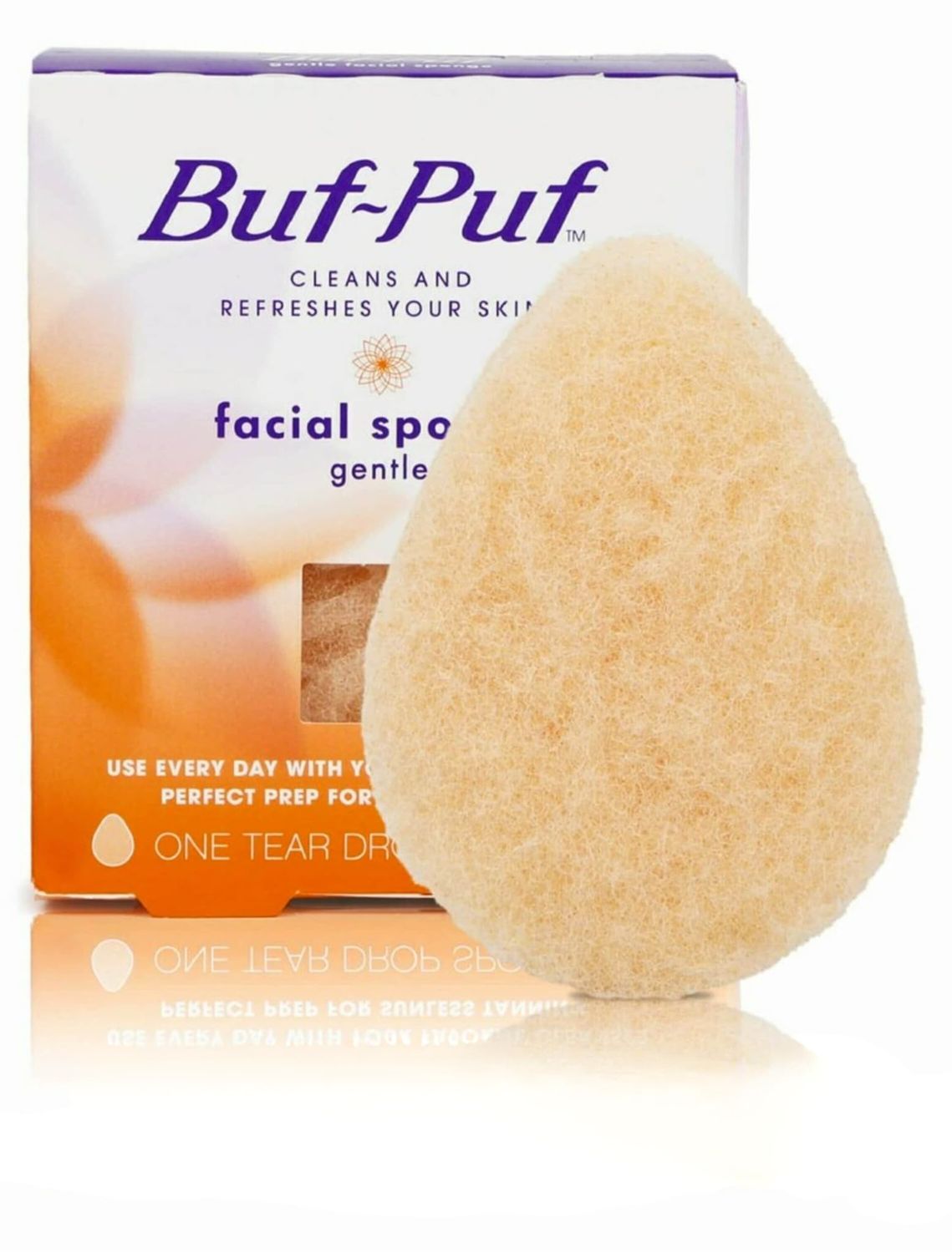 Buf-Puf Gentle Facial Sponge, Dermatologist Developed, Removes Deep Down Dirt &amp; Makeup That Causes Breakouts and Blackheads, Reusable, Exfoliating, 1 Count