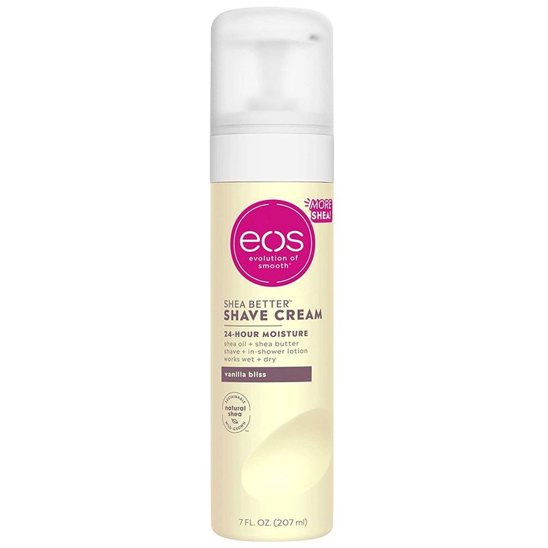 eos Shea Better 24 Hour Moisture Non-Foaming Shave Cream, Vanilla Bliss, Works Wet &amp; Dry, Sensitive Skin, Natural Shea, Gluten-Free, 7 fl oz (Pack of 2)