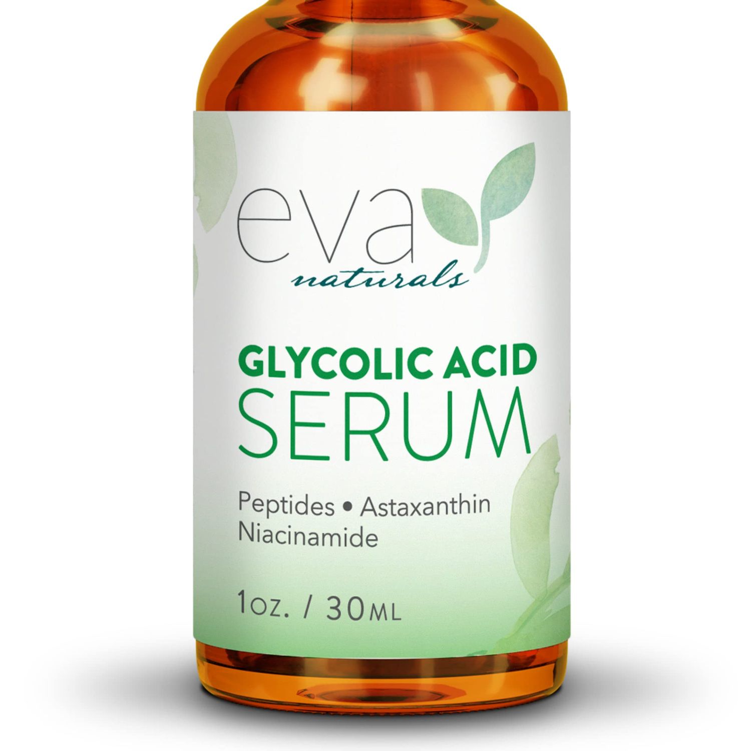 Eva Naturals Glycolic Acid Serum - Anti-Aging Vitamin C &amp; Hyaluronic Acid Skin Brightening Formula Helps To Minimize &amp; Exfoliate Pores, Reduce Fine Lines, Wrinkles, Acne Scarring &amp; Breakouts - 1 Oz