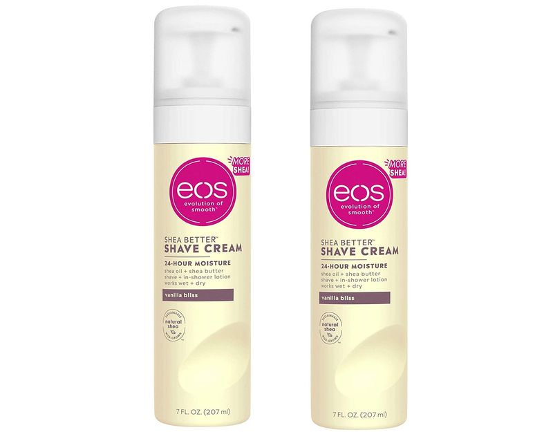 eos Shea Better 24 Hour Moisture Non-Foaming Shave Cream, Vanilla Bliss, Works Wet &amp; Dry, Sensitive Skin, Natural Shea, Gluten-Free, 7 fl oz (Pack of 2)