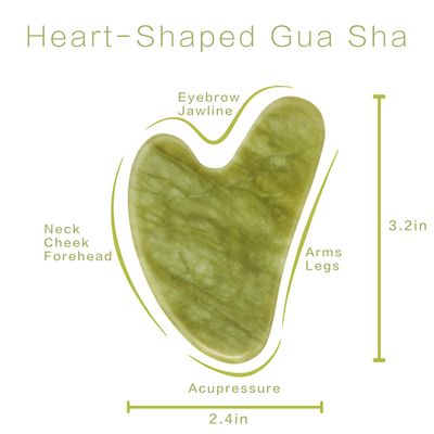 Contrybox Gua Sha Facial Tools, Jade Guasha Tool for Face & Eye Gua Sha Stone for Puffiness Reducing & Jawline Sculpting Face Stone Gua Sha Tools for Skin Care Woman GuaSha Stone Tool, Light Green