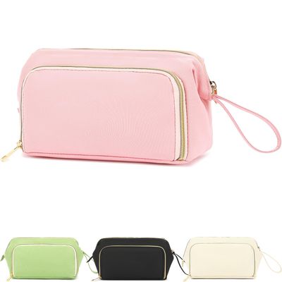Fammart Travel Makeup Bag, Wide-open Cosmetic Bag Make Up Organizer Case with Brushes Pocket for Women, Large Family Toiletry Bag Skincare Pouch for Toiletries Accessories