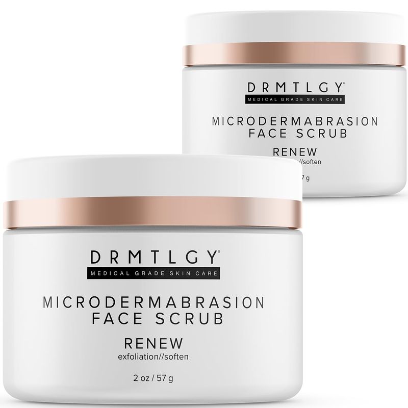 DRMTLGY Microdermabrasion Facial Scrub and Face Mask. Non-Abrasive Face Exfoliator Improves Acne Scars, Blackheads, Pore Size, and Skin Texture. 2 oz, 2 pack