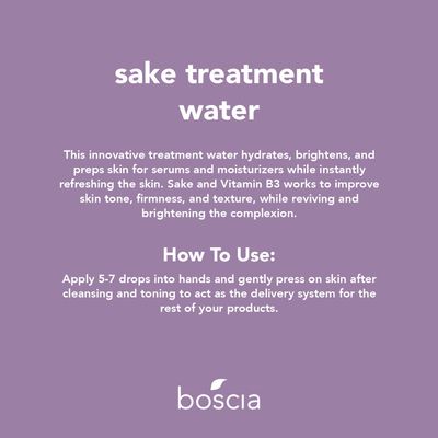 boscia Sake Treatment Water, Vegan, Cruelty-Free, Natural and Clean Skincare, Vitamin B3 &amp; Rice Ferment Facial Serum for Hydration, Clear, 1.69 Fl Oz
