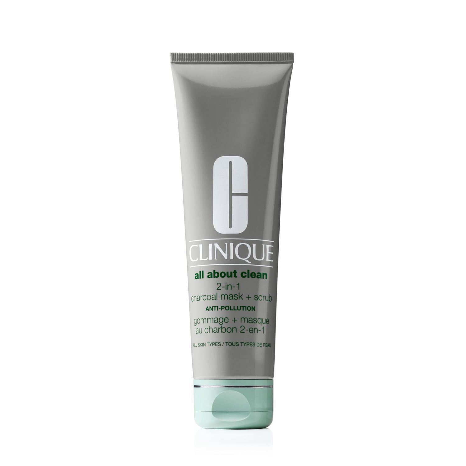 Clinique All About Clean 2-in-1 Charcoal Mask + Clay-Based Scrub, Cleansing Face Mask + Exfoliating Face Scrub For All Skin Types, 3.4 Ounce