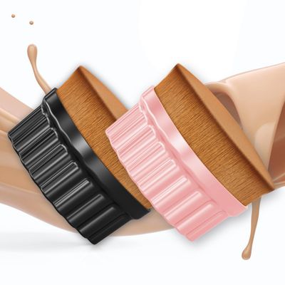 DHGBD Foundation Makeup Brush, Flat Top Kabuki Brush for Face &amp; Bodycare Application, Dense Makeup Blush Brush for Blending Liquid, Cream, Powder Cosmetics, Self Tanning Brush Applicator (Black+Pink)