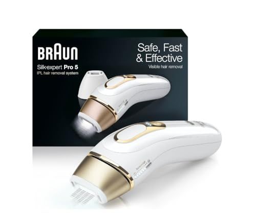 Braun IPL at Home Laser Hair Removal for Women and Men, Silk Expert Pro 5 PL5137 with Venus Swirl Razor, Long-Lasting Reduction in Hair Regrowth for Body &amp; Face, Corded, PL5137