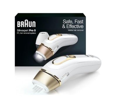 Braun IPL at Home Laser Hair Removal for Women and Men, Silk Expert Pro 5 PL5137 with Venus Swirl Razor, Long-Lasting Reduction in Hair Regrowth for Body &amp; Face, Corded, PL5137