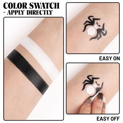 Black and White Face Paint Skeleton Makeup Kit Halloween Character Set for Kids Adults, Safe Non-Toxic Skull/Ghoul Face Painting Kit for Stage, Costume Parties, Dress Up Cosplay & Special FX Make-Up