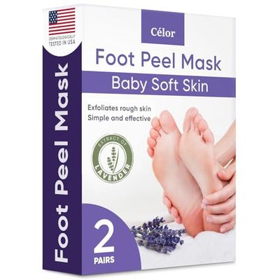 Foot Peeling Mask | Skin Care Pedicure Foot spa - Foot Mask &amp; Foot Callus Remover with Aloe Vera Extract for Baby Soft Skin | Woman &amp; Man | Remove Dead Skin, Cracked Feet &amp; Callus | Lavender (2 Pairs)