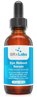 Eye Reboot Serum with 6% Caffeine, Hyaluronic Acid, Rosehip Oil, Retinol, Niacinamide &amp; Folic Acid - Reduces Puffiness, Dark Circles, Crow Feet, Wrinkles and Fine Lines Around The Eyes - 1 oz / 30 ml