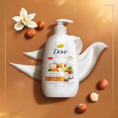 Dove Advanced Care Hand Wash Shea Butter &amp; Warm Vanilla 4 Count for Soft, Smooth Skin, More Moisturizers than the Leading Ordinary Hand Soap, 12 oz