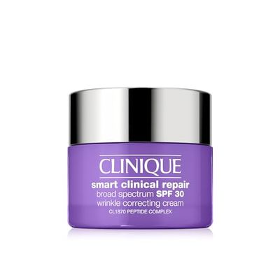 Clinique Smart Clinical Repair Broad Spectrum SPF 30 Wrinkle Correcting Cream with Peptides, Hyaluronic Acid + Glycerin | Protecting + Repairing, Mini Travel Size, 0.5 Fl Oz